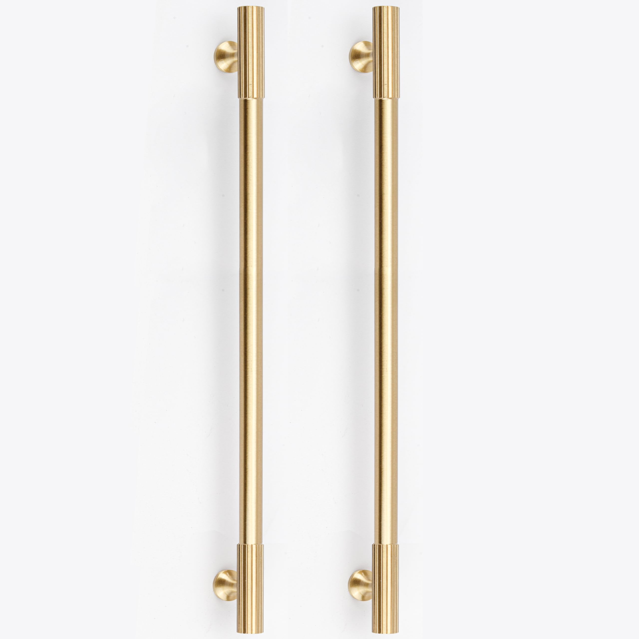 RZDEAL 2pcs Solid Brass Gold Cabinet Pulls, 10 Inch Hole Centers for Kitchen Cupboard Handles Modern Drawer Dresser Pulls Bathroom Brushed Brass Cabinet Pulls Wardrobe Door Handles — image 1