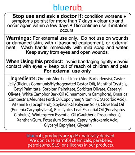 bluerub Muscle Rub - Pain Relieving Cream, Natural Topical Analgesic, No Silicone, Petroleum or Toxins, Helps rapid muscle joint, tendon and arthritis relief and recovery (4oz Tube- USA Made/Owned) - Thumbnail 7