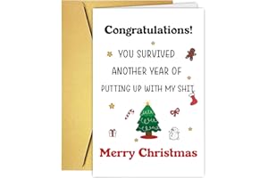 PUGAILA Funny Christmas Card for Family and Friends, Humorous Merry Christmas Card with Christmas Decorations, Xmas Card Gift