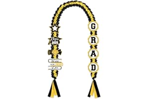 TIFESON Graduation Leis Decorations 2025 - Handmade Double Braided Graduation Ribbon Leis with Glitter Pins for Him Her High School College Congrats Grad Gifts Party Supplies (Black & Gold)