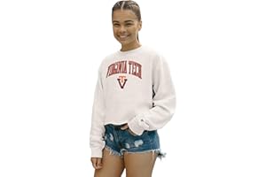 Blue 84 Women's NCAA Officially Licensed Crop Crewneck Sweatshirt Vintage Arch Over White