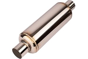 Yeoflagtrade Universal Muffler Exhaust 2" Inlet & Outlet 14" Overall Length, Stainless Steel Resonator Exhaust