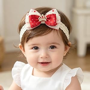 Yheahin Baby Girls Cute Bow Headband Elastic Crown Lace Hair Band with Satin Tulle Ribbon Newborn Infant Hair Bow Accessories