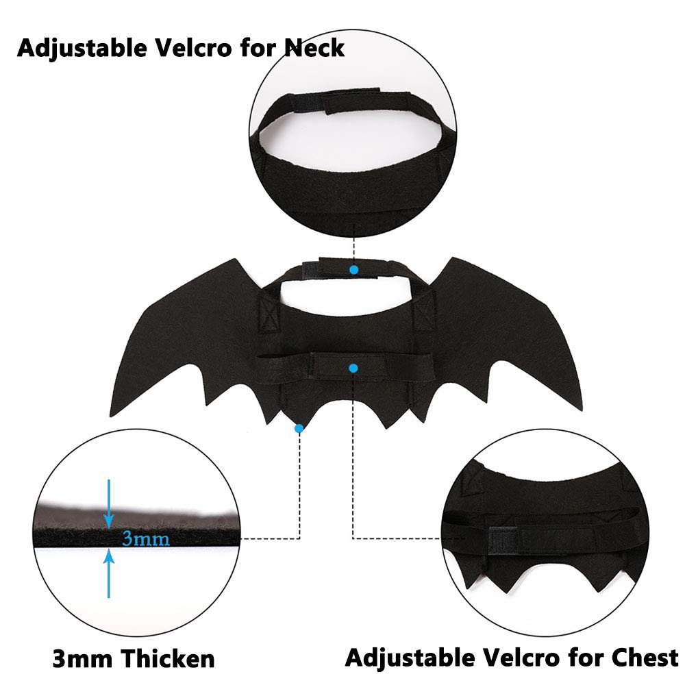 Ausein Halloween Pet Bat Wings Costume for Cat Dog, Cat Kitty Bat Wings Costume Dress up Cat Kitty for Halloween Festival- Black