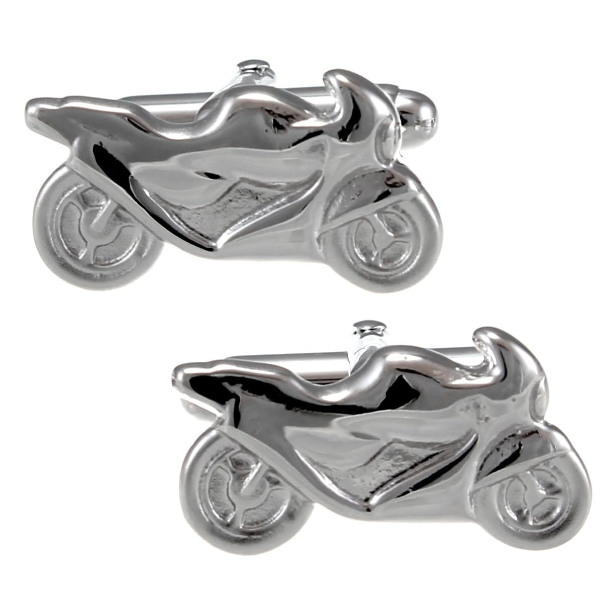Alexander Castle Motorcycle 925 Sterling Silver Cufflinks - Novelty Cufflinks for Men with Jewellery Gift Box - Motorbike Gifts for Men