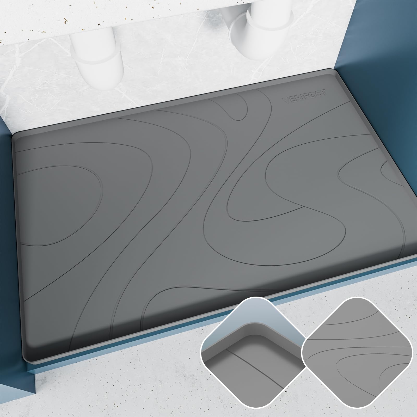 Photo 1 of ***SEE NOTES ***VERIFOST Under Sink Mat, 34" x 22" Under Sink Mats for Kitchen Waterproof, Silicone Undersink Mat for Bottom of Kitchen Sink, Under Sink Protector Mat Fits 36 inch Standard Bathroom Cabinet, Gray