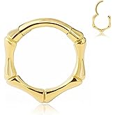 MOQIKAKA 16g Bamboo Septum Rings: Surgical Steel Nose Ring, Helix Cartilage Clicker Hoop Earrings Daith Piercing Body Jewelry for Women Men 8mm/10mm