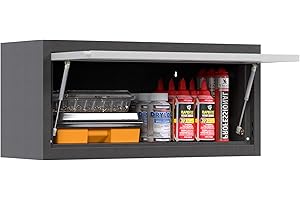 SUXXAN Metal Wall Cabinet with Up-flip Door,Wall-Mounted Locker for Garage Workshop Kitchen（one Cabinet