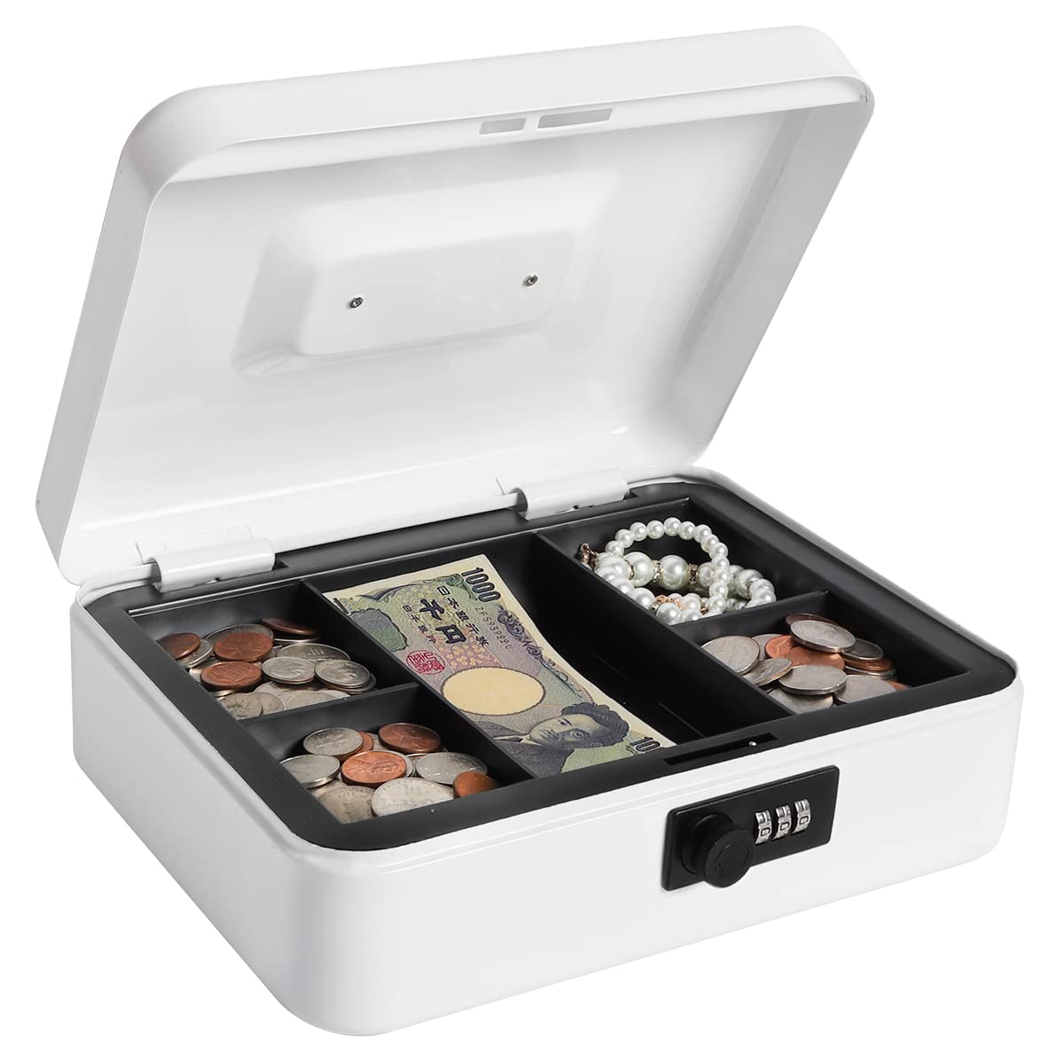 （トモリ）Tomori 金庫 ミニ金庫 手提金庫 ダイヤル式 金属製 ホワイト 25x20x8.8cm (ホワイト, M)商品画像