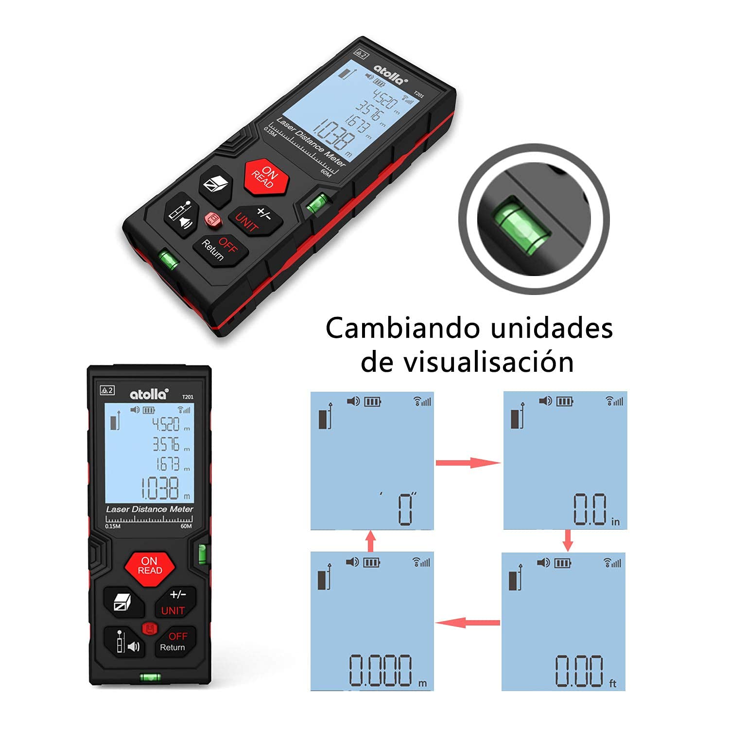atolla laser rangefinder showing front and rear reference points