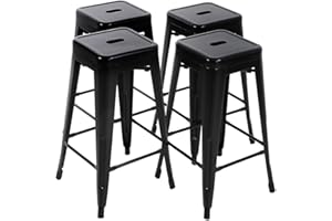 FDW Metal Stools Bar Stools 24" 30" Counter Height Stackable Barstools Indoor Outdoor Patio Furniture Dining Backless Kitchen