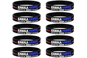 Lymhy 10 Pack Kamala Harris 2024 President Vote Campaign Bracelets Silicone Wristbands Rubber Bracelets for Men&Women