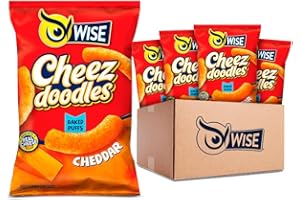 Wise Snacks Cheez Doodles Baked Puffs, Real Cheddar Cheese, 3.250 Ounce (12 Count), Gluten Free