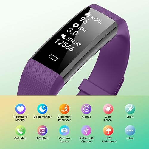 Fitness Tracker Watch with Heart Rate Monitor, Step Counter