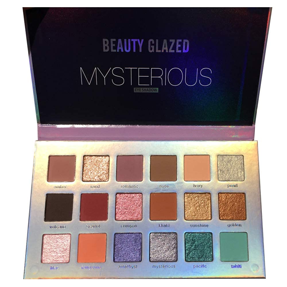 Beauty Glazed 18 Colors Shimmer Matte Pigment Glitters Makeup Shine Diamond Eye Shadow Palette Smoky Nude Makeup Gloss Long Lasting Waterproof Eyeshadow Cosmestics