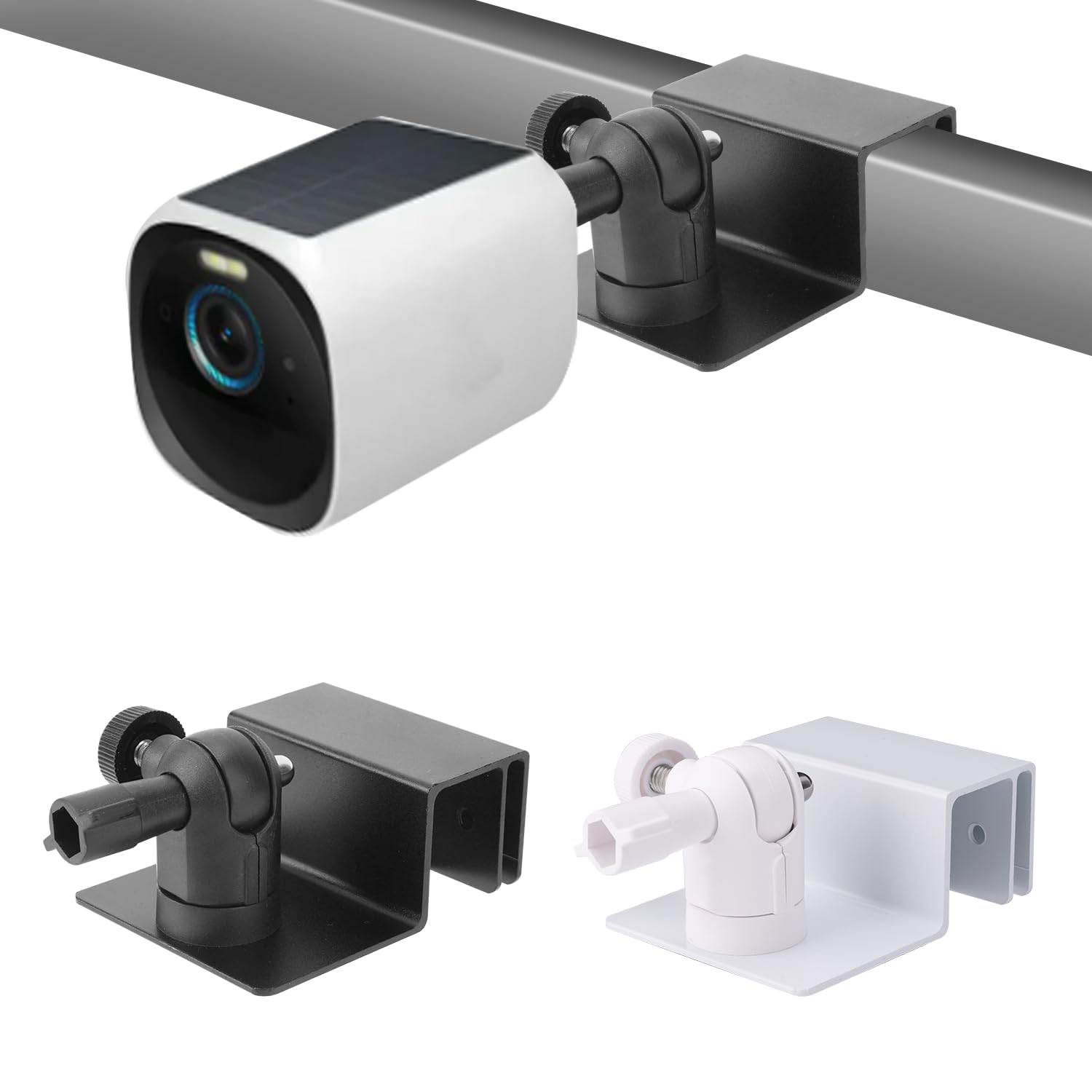 2pcs Gutter Mount for Security Camera, White Black 360° Adjustable Security Camera Bracket Compatible with Eufy Security Solocam S220/C210, Eufycam 2C/2C Pro, 3/S330, 2/2 Pro, 3C/S300