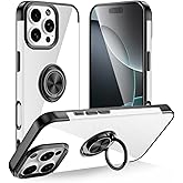Tnarru Designed for iPhone 16 Pro Max Clear Case with Stand [Magnetic Ring Holder Kickstand] Soft TPU Bumper Non-Yellowing Anti-Scratch Lightweight Slim for iPhone 16 Pro Max Case Black