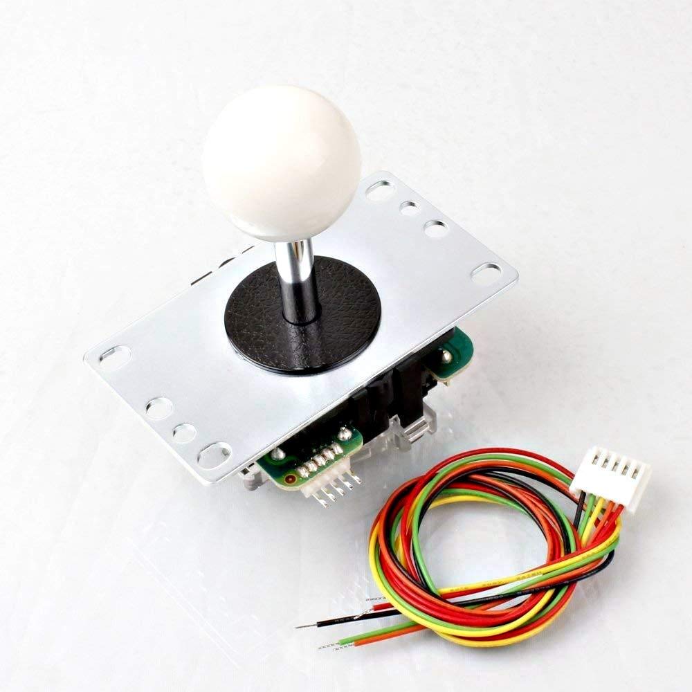 Sanwa JLF-TP-8YT Original Joystick White - for Arcade Jamma Game 4 & 8 Way Adjustable, Compatible with Catz Mad SF4 Tournament Joystick (White Ball Top) S@NWA