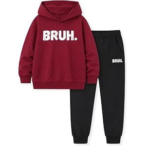 KIDLAGA Size 7-14 Years Boys 2 Piece Outfits Letter Print Hoodie and Sweatpants Fall Winter Clothing Set