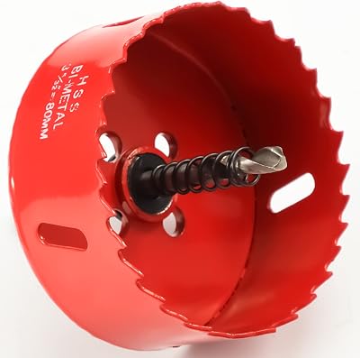 Ihomepark Hole Saw 80 mm Bi-Metal HSS M42 Cutting Depth for Drywall Plastic