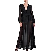 BCBGMAXAZRIA Womens Long Balloon Sleeve Surplice Neck Evening Maxi Dress