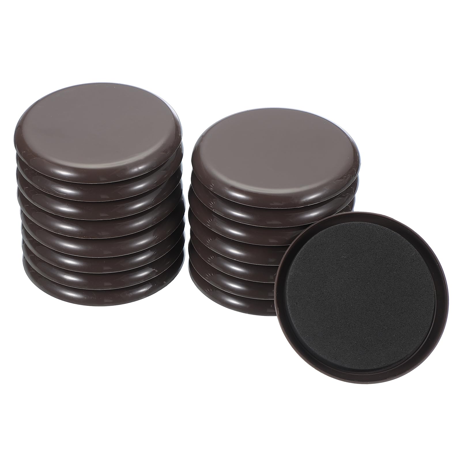 PATIKIL 3 1/2" Furniture Sliders, 16 Pcs Reusable Furniture Sliders for Hardwood Floors, Round Sliders for Moving Furniture on Carpet, Easily Move Appliances, Beds, Sofas, Wardrobes, Brown
