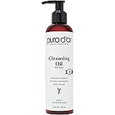 PURA D'OR 8 Oz Facial Cleansing Oil - Nourishing Botanical Blend with & Vitamin, Jojoba and Sunflower Oil - Gentle Makeup Remover & Deep Cleanser For Healthy, Glowing Skin - Paraben-Free Beauty