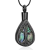 MFRZBVO Cremation Jewelry Tree of Life Teardrop Urn Necklace for Human Ashes for Women Men Abalone Shell Memorial Ashes Keepsake Pendant