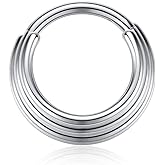 PEAKLINK Triple Stacked Septum Jewelry Surgical Steel Daith Earring Hinged Segment Nose Hoop Ring for Tragus Rook Conch Cartilage Helix Piercing
