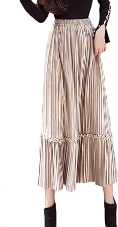 velvet pleated maxi skirt