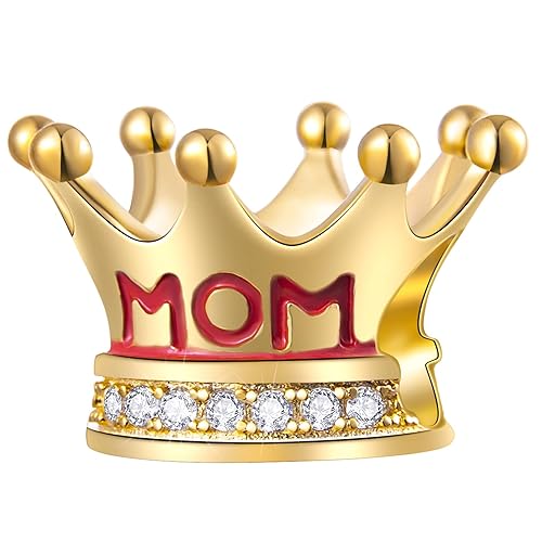 Mom Crown Charms in 18K Yellow Gold Plated, 925 Sterling Silver