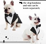 PUMYPOREITY Black & White Dog Tuxedo Outfit with Bow Tie Bandana Set view 3
