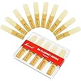 Sovvid 10 Pack Bb Clarinet Reeds with Plastic Box, Strength 2.5 Reeds for Clarinet, Thinner Reed Tip & Unfiled Cut for Easy o