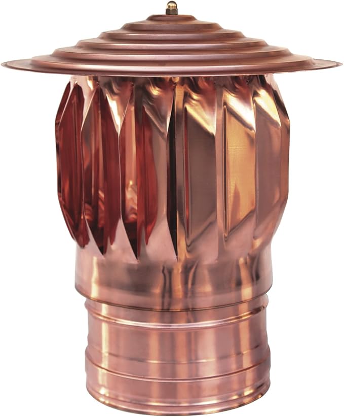 DREHBARER KAMINAUFSATZ MIT HUT SCHORNSTEINABDECKUNG KUPFERFARBE 150 MM