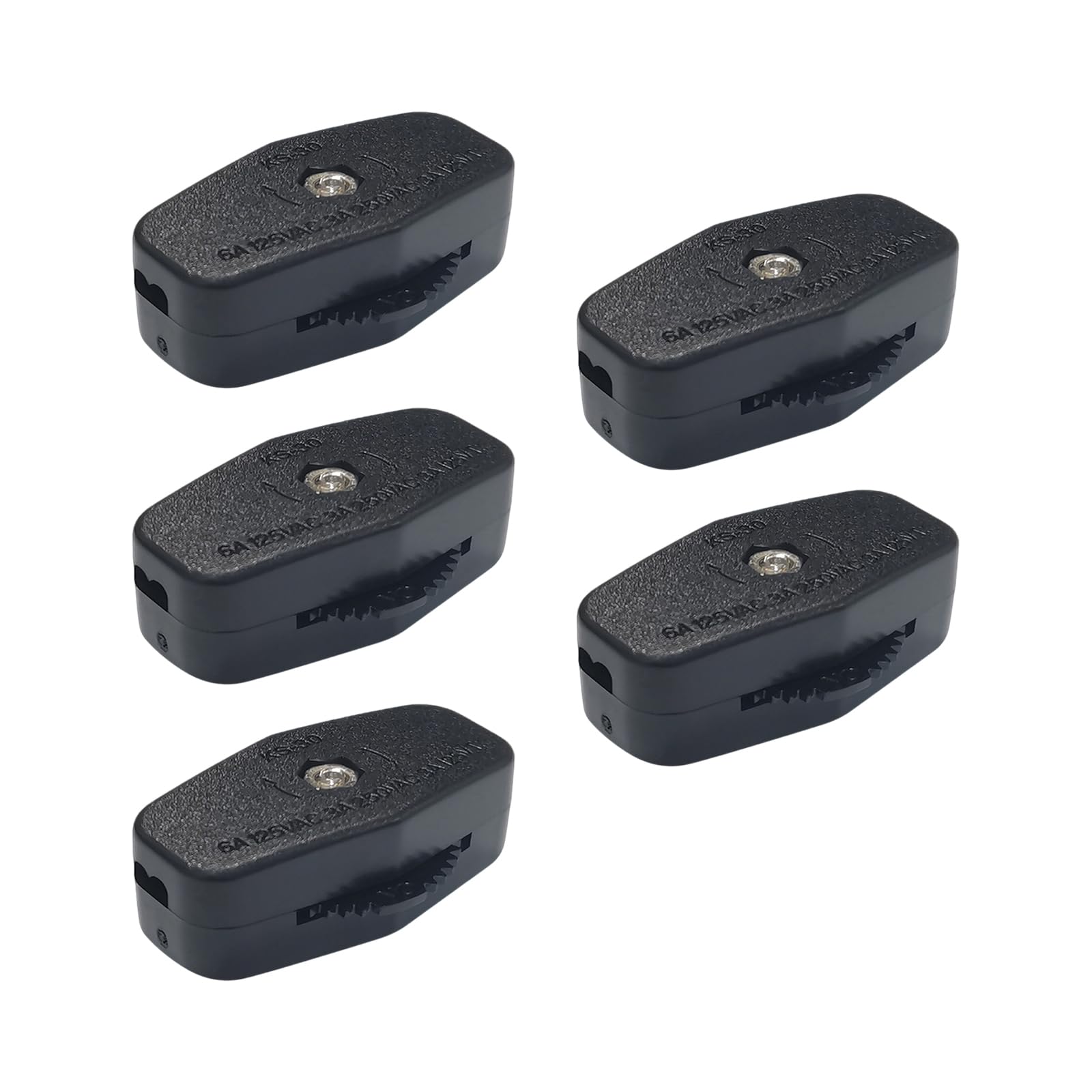 Photo 1 of Txelegant 5PCS Lamp Inline Rotary Cord Switch SPT-1 3A 250VAC / 6A 125VAC / 3A 125VT ON-Off fit for Office Home Bedroom Light Switches Replacement Part Gear Switch, Black