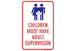 GIMIPATS GIMIPAT Aluminum Children Must Have Adult Supervision Pool Sign, 12inx16in Fade Resistance, Indoor/Outdoor Use Metal Sign