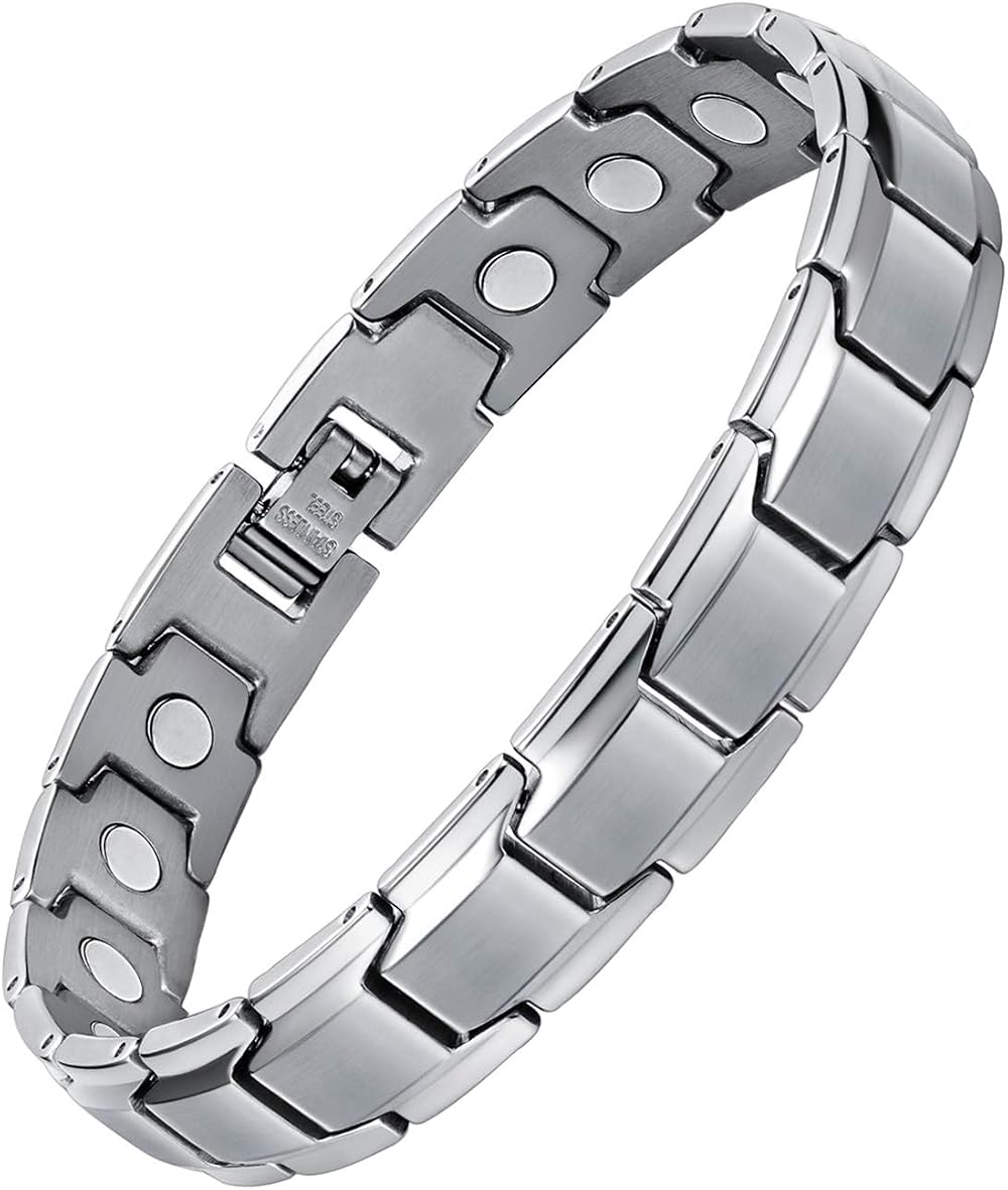 Jeracol Titanium Steel Magnetic Bracelet for Men Adjustable 22cm Box Tool