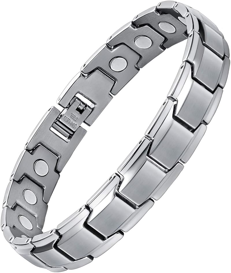 Jeracol Titanium Steel Magnetic Bracelet for Men Adjustable 22cm Box Tool
