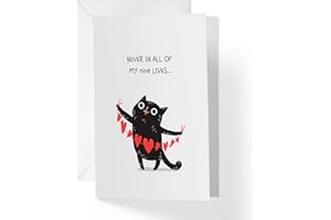 1Up Greetings Mothers Day Card from Cat for Cat Mom | Black Cat Nine Lives | Your Card Helps Animals In Need | 5”x7.5” | Single Card + Envelope | Female Owned Small Business Made in USA | MDCATMOM1