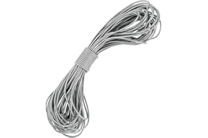uxcell Round Leather Cord, 11 Yard 2mm Leather String Strips Lacing for DIY Crafts Making Bracelet Purse Strap, Silver