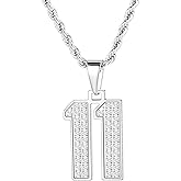 MIMITLTY Bling Number necklace for mens,Athletes Stainless Steel Personalized Jersey Number Pendant Chain for Womens Baseball/Basketball/Sport Team Inspiration Jewelry with Gift Box
