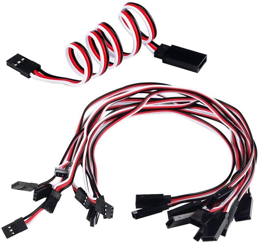 POFET 20pcs Servo Extension Cable Lead Wire 10mm 12.59inch 3 Pin Cord JR Male Head and Futaba Female Head for RC Plane
