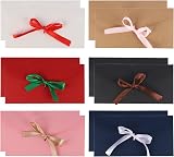 Yafe 12 Pcs Gift Envelopes Kraft Paper 22x11cm with Ribbons 6 Colors view 1