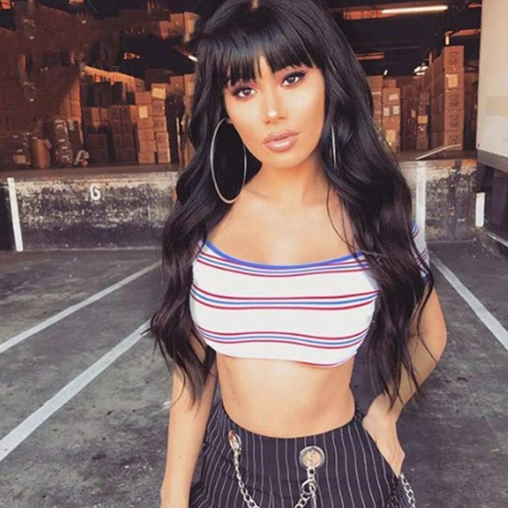 Body Wave Human Hair Wigs with Bangs, 360 Lace Frontal Wig Pre Plucked with Baby Hair 100% Brazilian Virgin Remy Hair Natural Color Wig for Black Women (18 Inch, 360 Lace Wig)