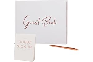 Wedding Guest Book-7" x 9" Registry Sign In Book, 100 Pages Thick Paper with Gold Foil Hardcover, Personalized Keepsake for R
