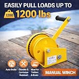 AIM Tools 1200LB Hand Winch Manual Crank Ratchet Gear Auto Brake Boat Trailer view 2
