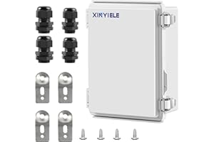 XINYIELE Waterproof Outdoor Project ABS Plastic Junction Box IP67 Weatherproof Dustproof Enclosure with Hinged Cover, Mounting Plate,Wall Brackets for Power Project (10.2"X6.3"X3.9")