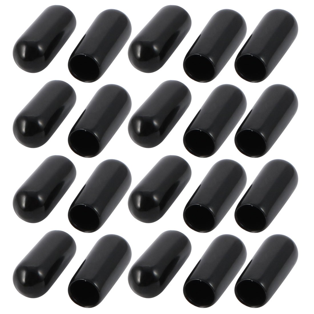 sourcingmap 20Pcs 4.5mm Inner Dia PVC Flexible Vinyl End Cap Screw Thread Protector Cover Black