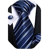 DiBanGu Extra Long Tie for Men Silk 63" XL Necktie and Pocket Suqare Cufflinks Set Mens Big and Tall Tie Wedding Party