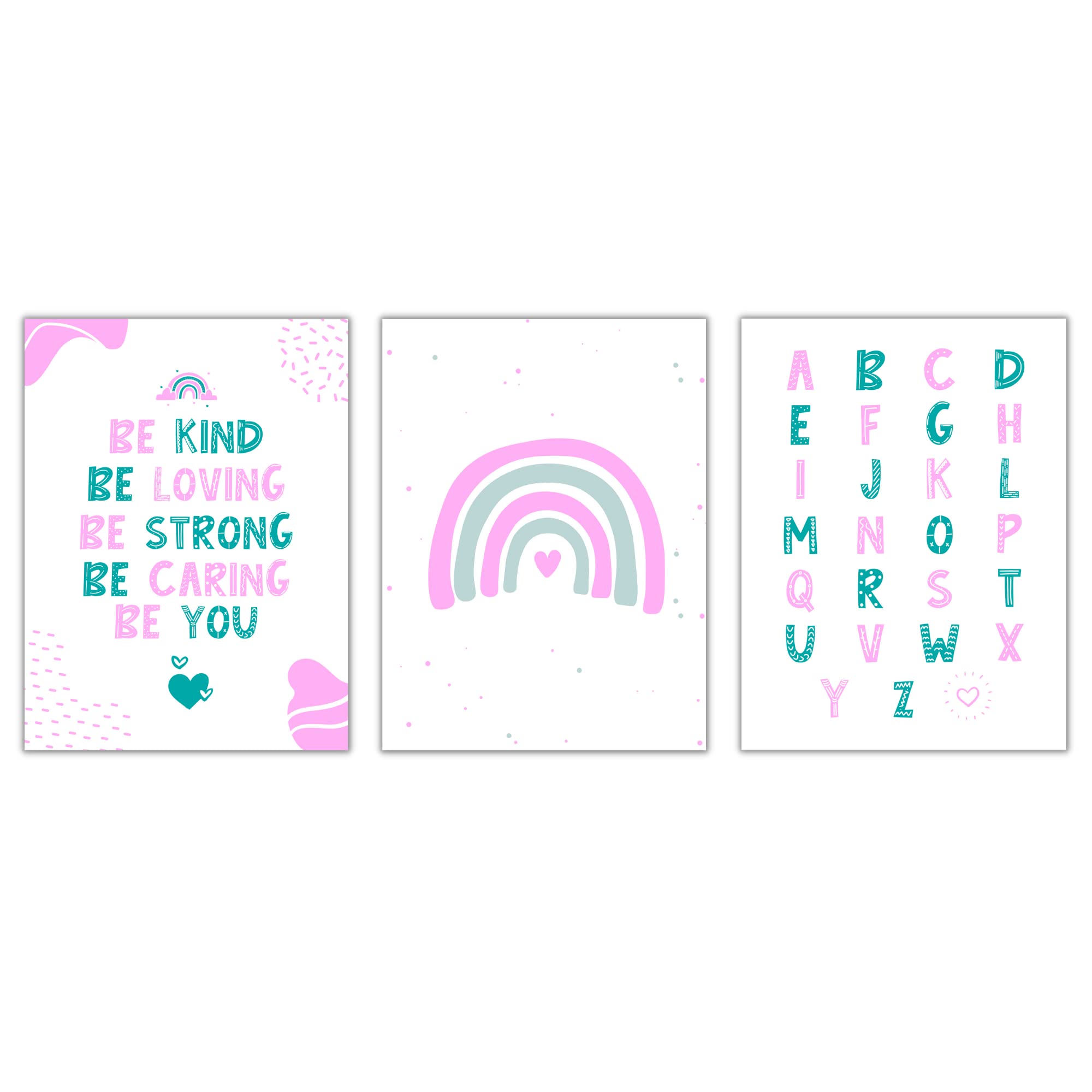 State Media Vision Girls Bedroom Posters, Set Of 3 Girls Positive Affirmations Prints for Bedroom or Kids Nursery, Pack of 3 Girls Wall Art Unframed